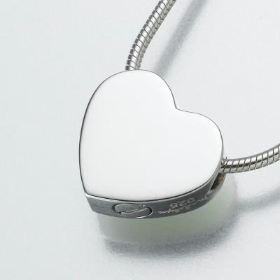 14K white gold double chamber heart cremation pendant necklace